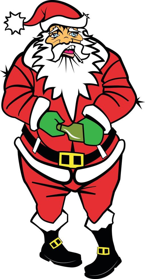 Vector Illustration Of A Drunk Santa Claus