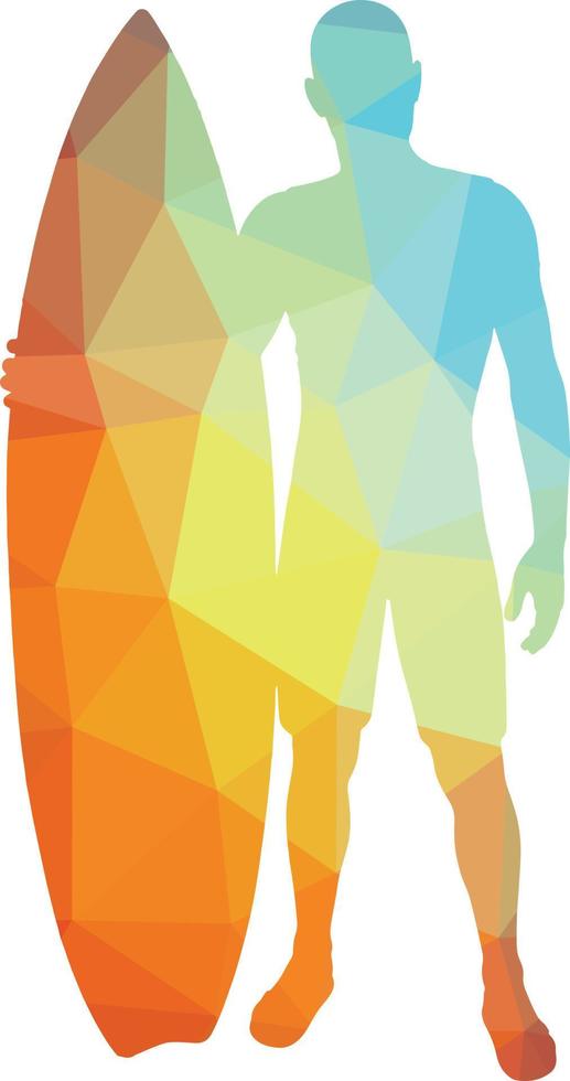 Colored Silhouette Of A Surfer With A Surfboard vector