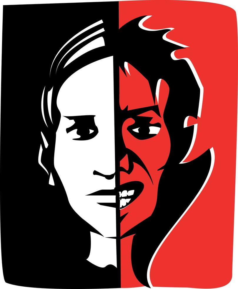 Illustration Of A Woman With Positive And Negative Attitude vector