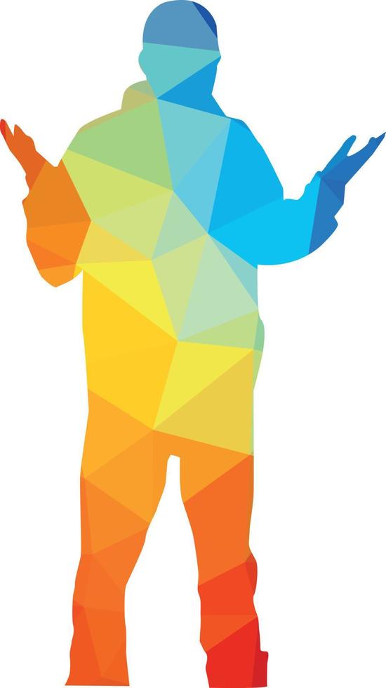 silueta de un hombre de colores con poligonal patrón.eps vector