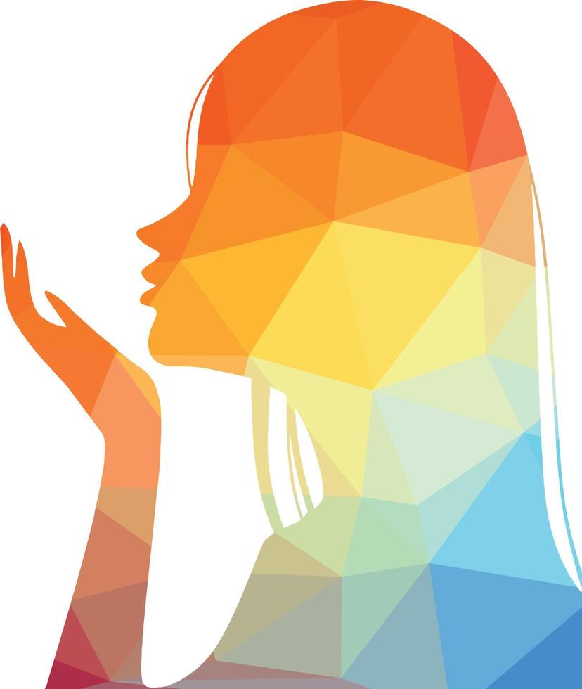 Silhouette Of A Woman Blowing A Kiss From Hand Palm  vector