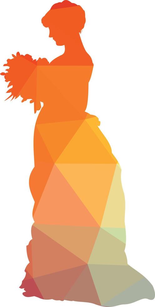 Vector Silhouette Of A Woman Wearing Vintage Dress