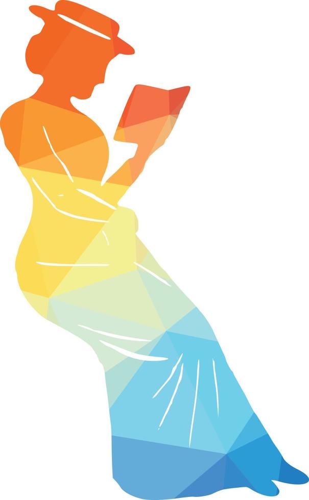 Silhouette Of A Woman Reading A Book vector