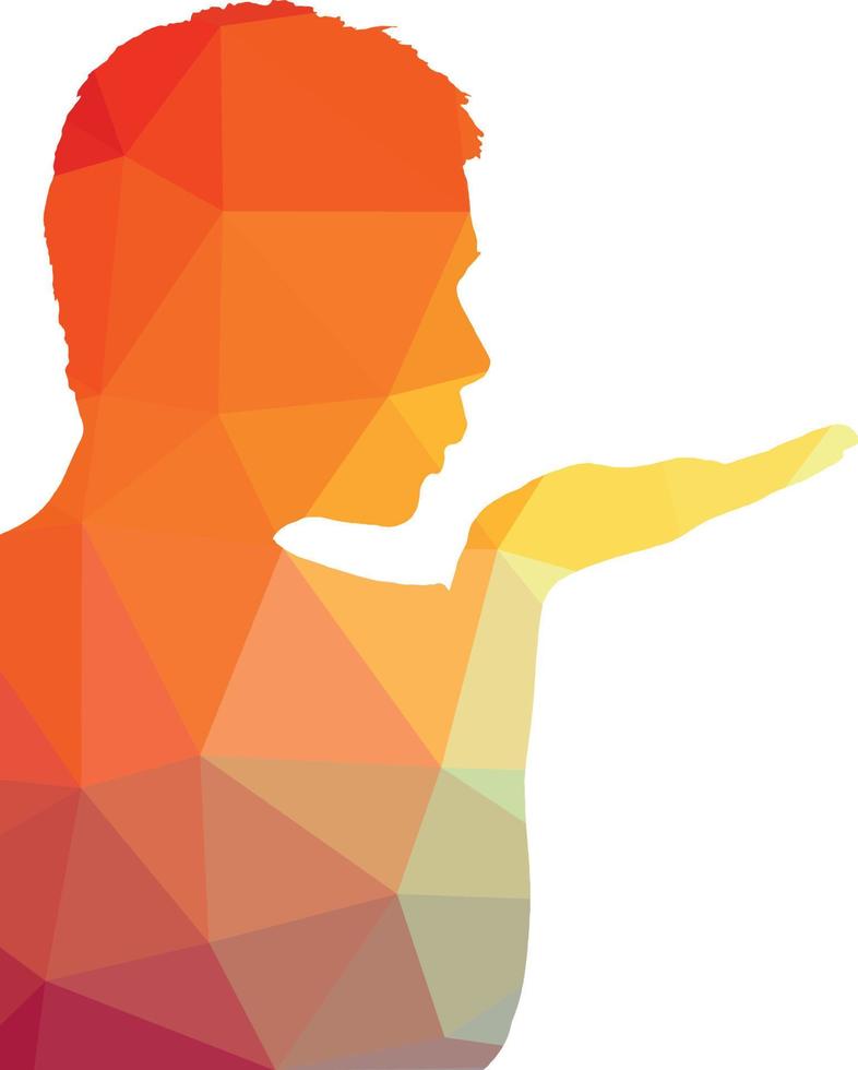 Silhouette Of A Man Blowing A Kiss From Hand Palm vector