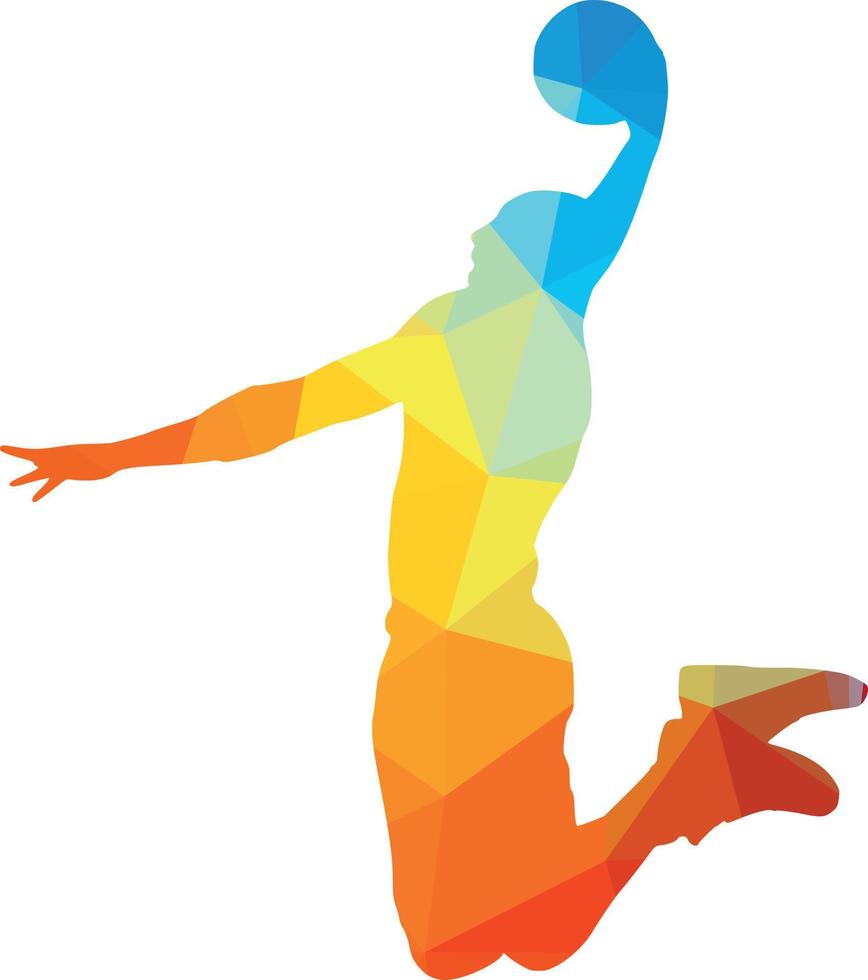 Silhouette Of A Basketball Player Dunking A Basketball vector