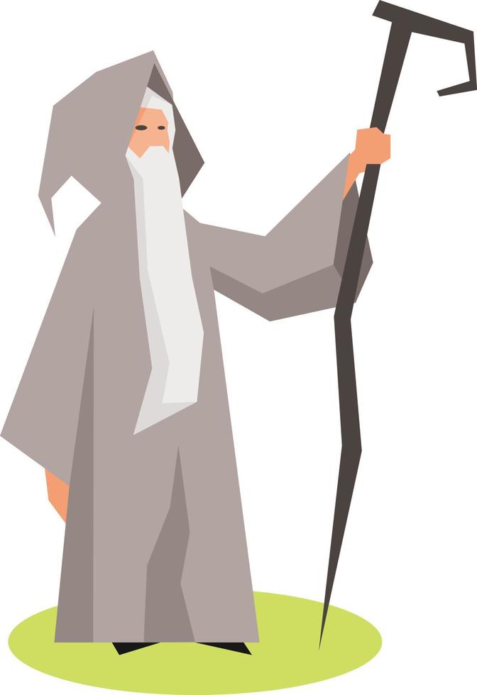Vector Image Of An Old Man Holding A Magic Staff 