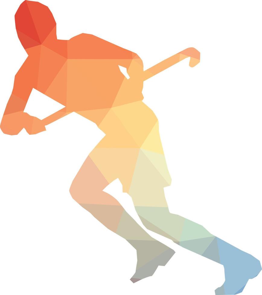 Colored Silhouette Of A Cricket Player vector