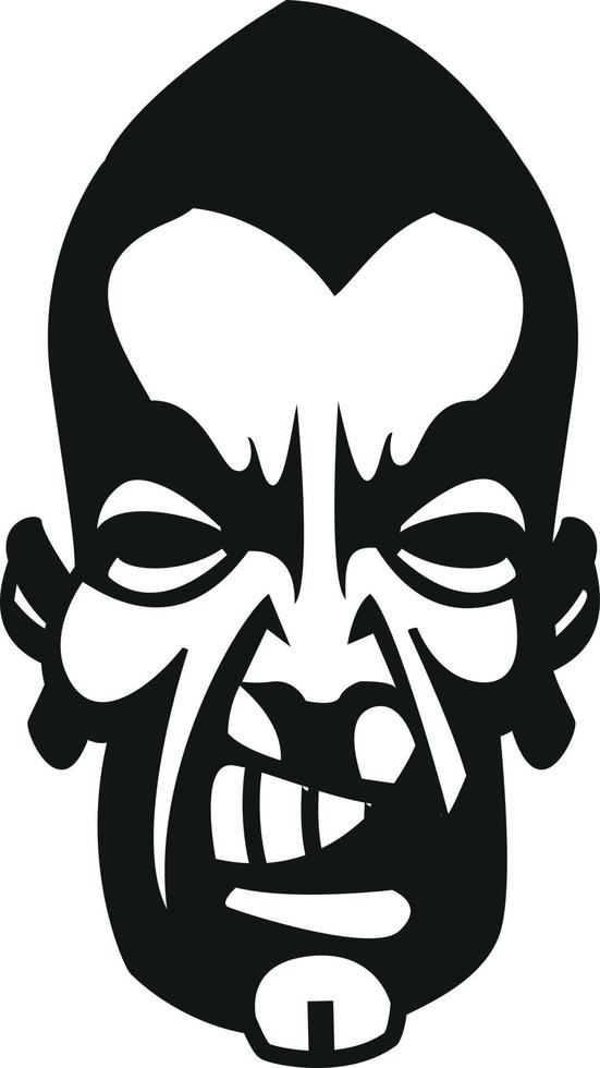 Black And White Vector Illustration Of A Man With Angry Face