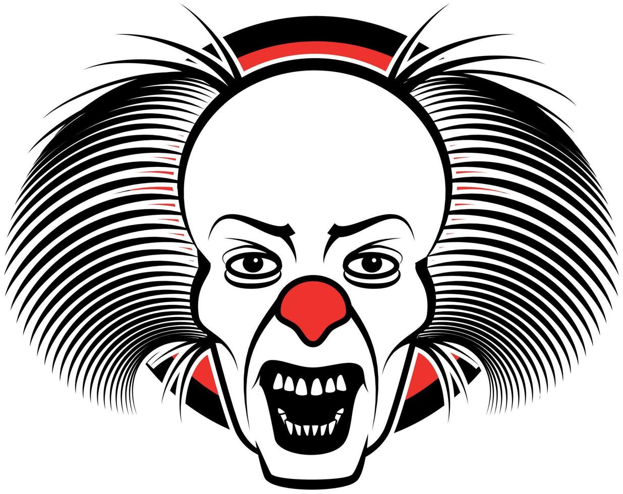 Illustration Of A Clown With Scary Face vector