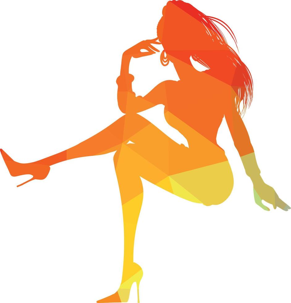 Colored Vector Silhouette Of A Woman