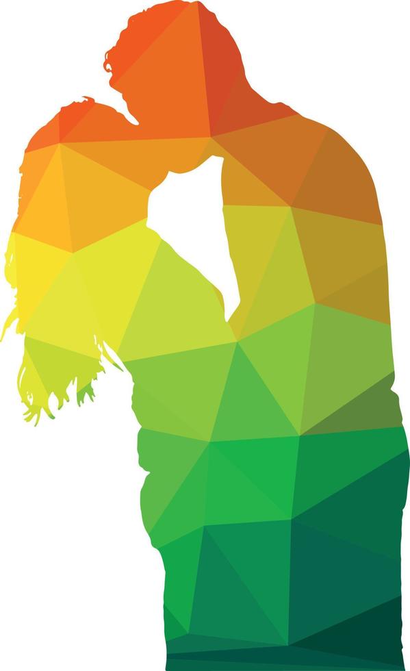 Silhouette Of Man And Woman Kissing vector
