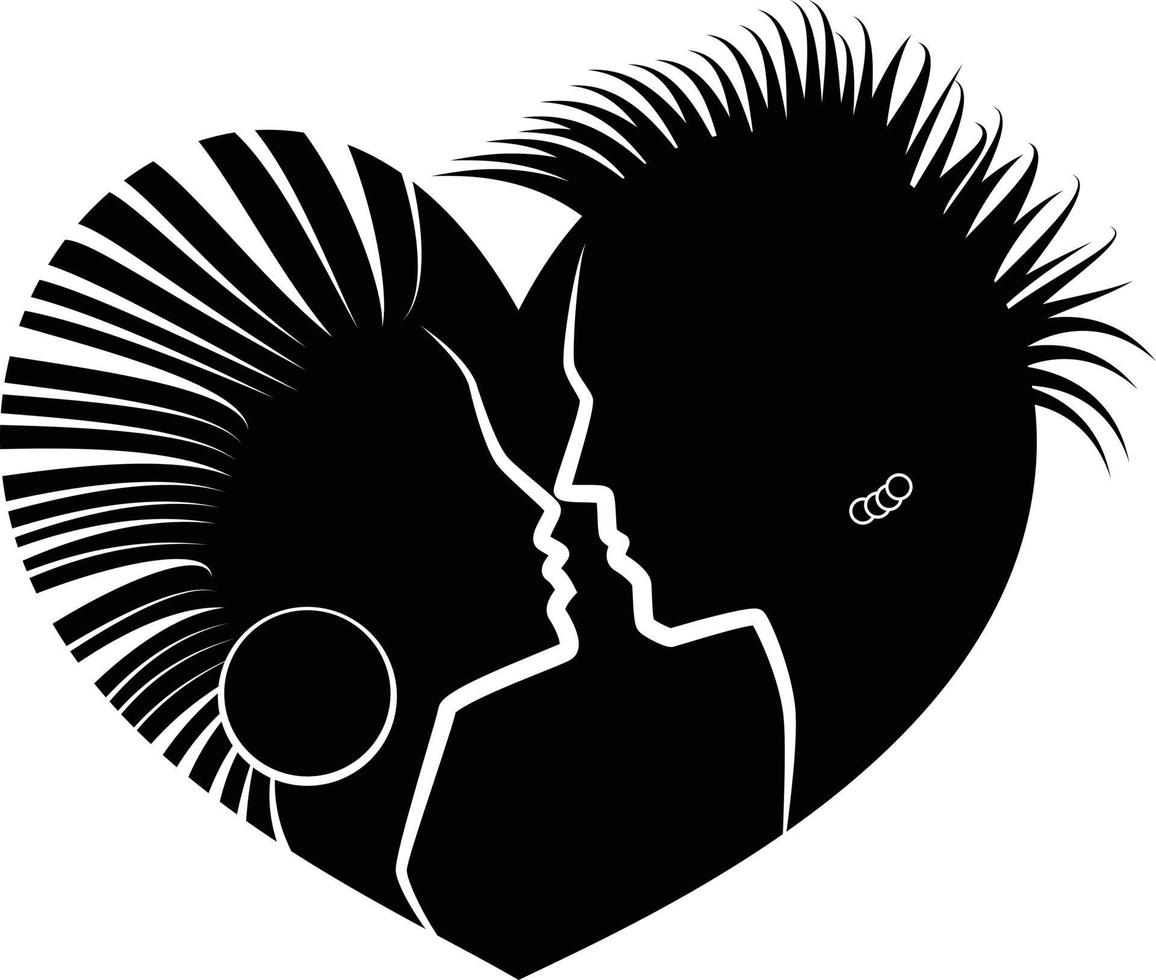 Man And Woman With Punk Hairstyles  vector