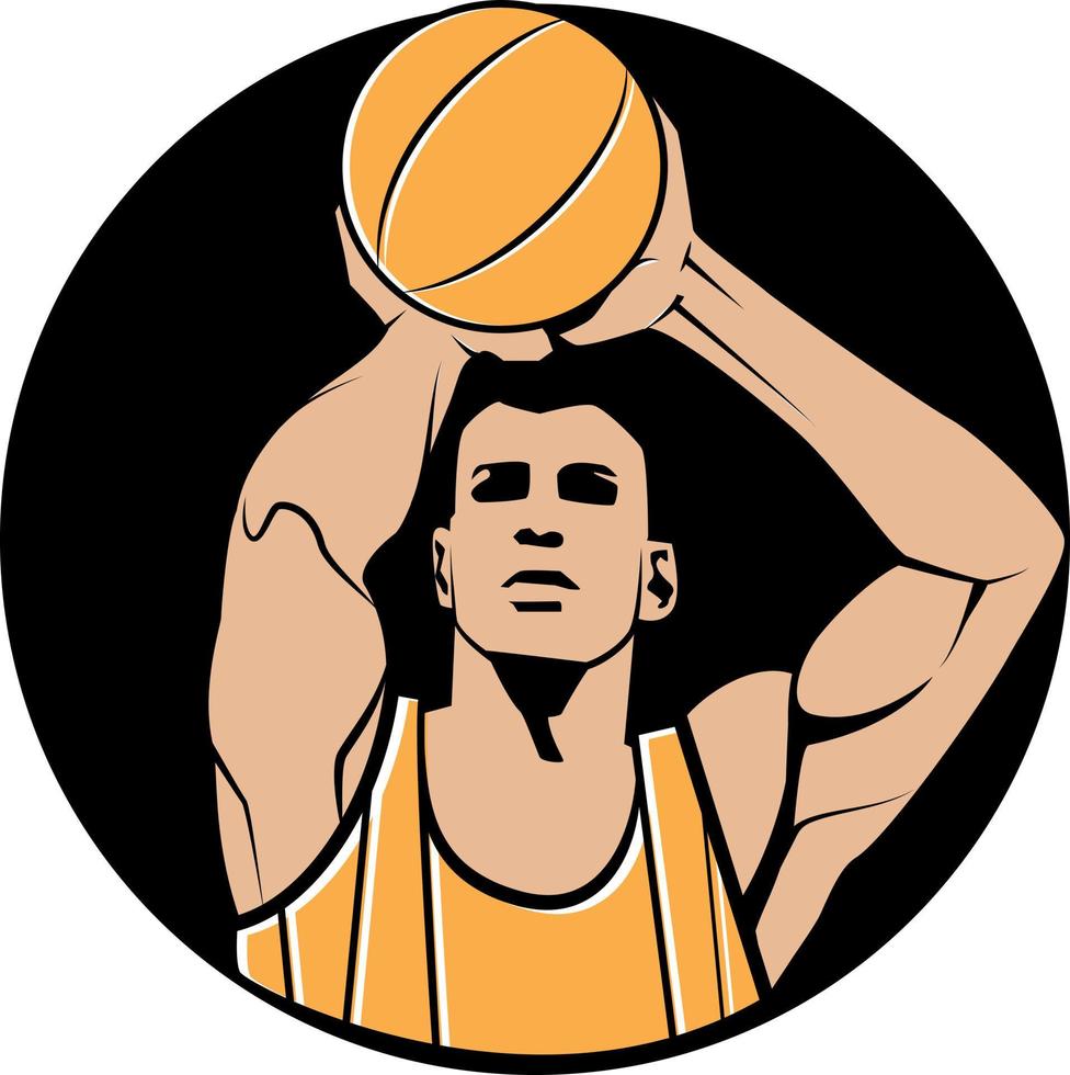 ilustración de un baloncesto jugador lanzamiento un pelota vector
