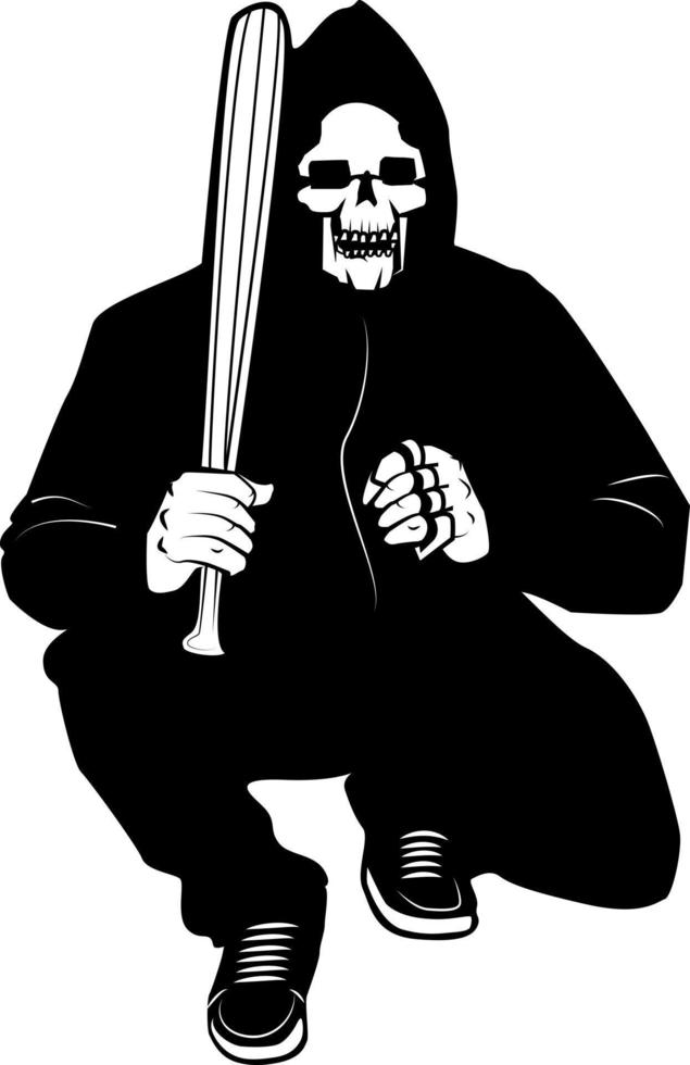 Vector Image Of A Hooded Man Holding A Baseball Bat