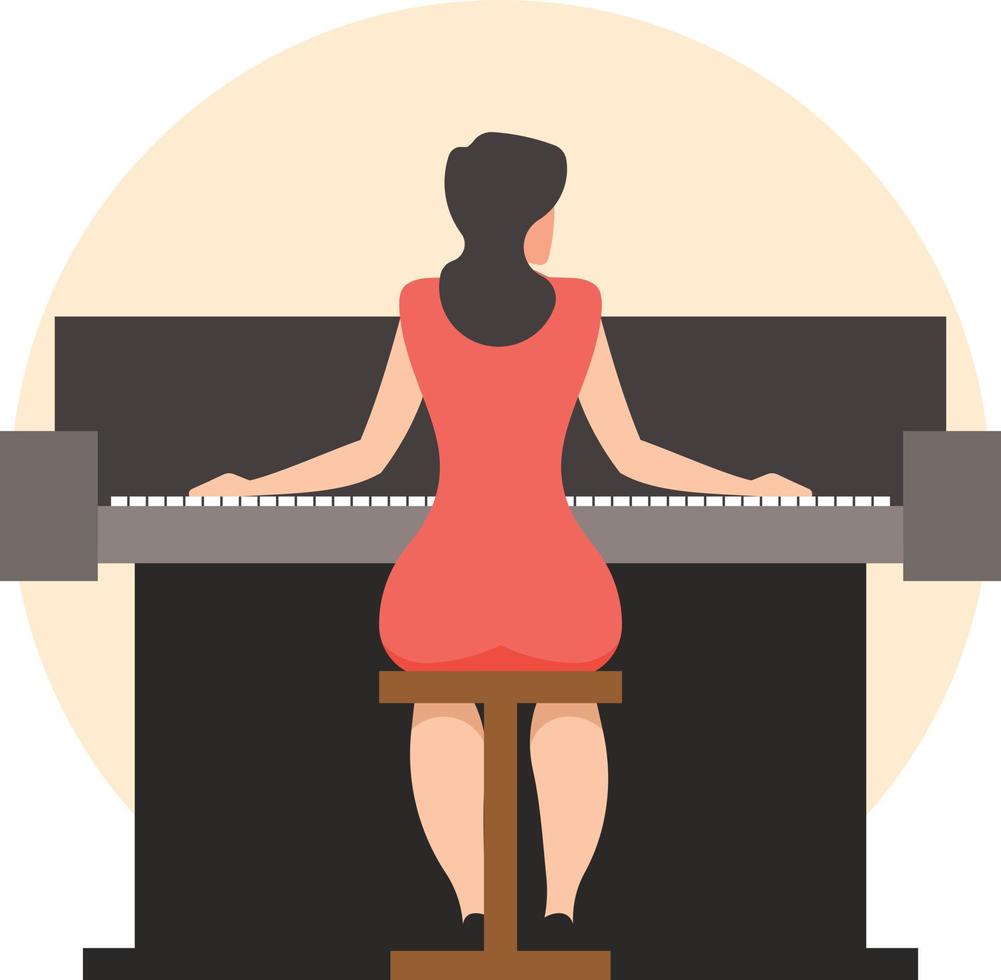 vector imagen de un dama jugando el piano