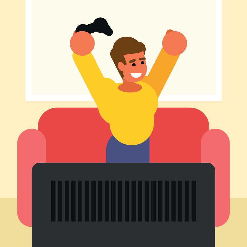 A Boy Is Playing A Video Game Console vector