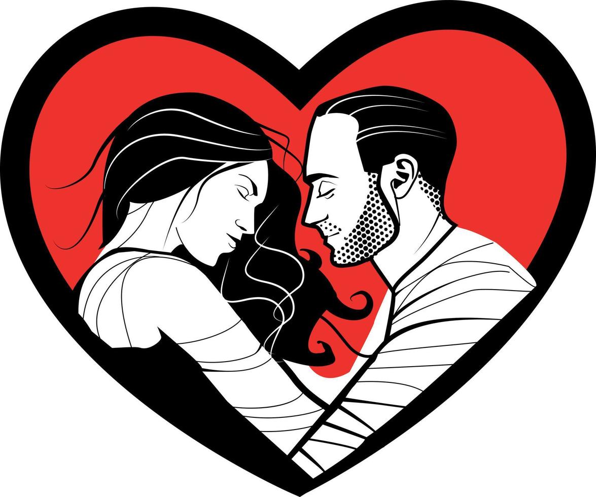 vector imagen de un hombre y mujer dentro rojo corazón