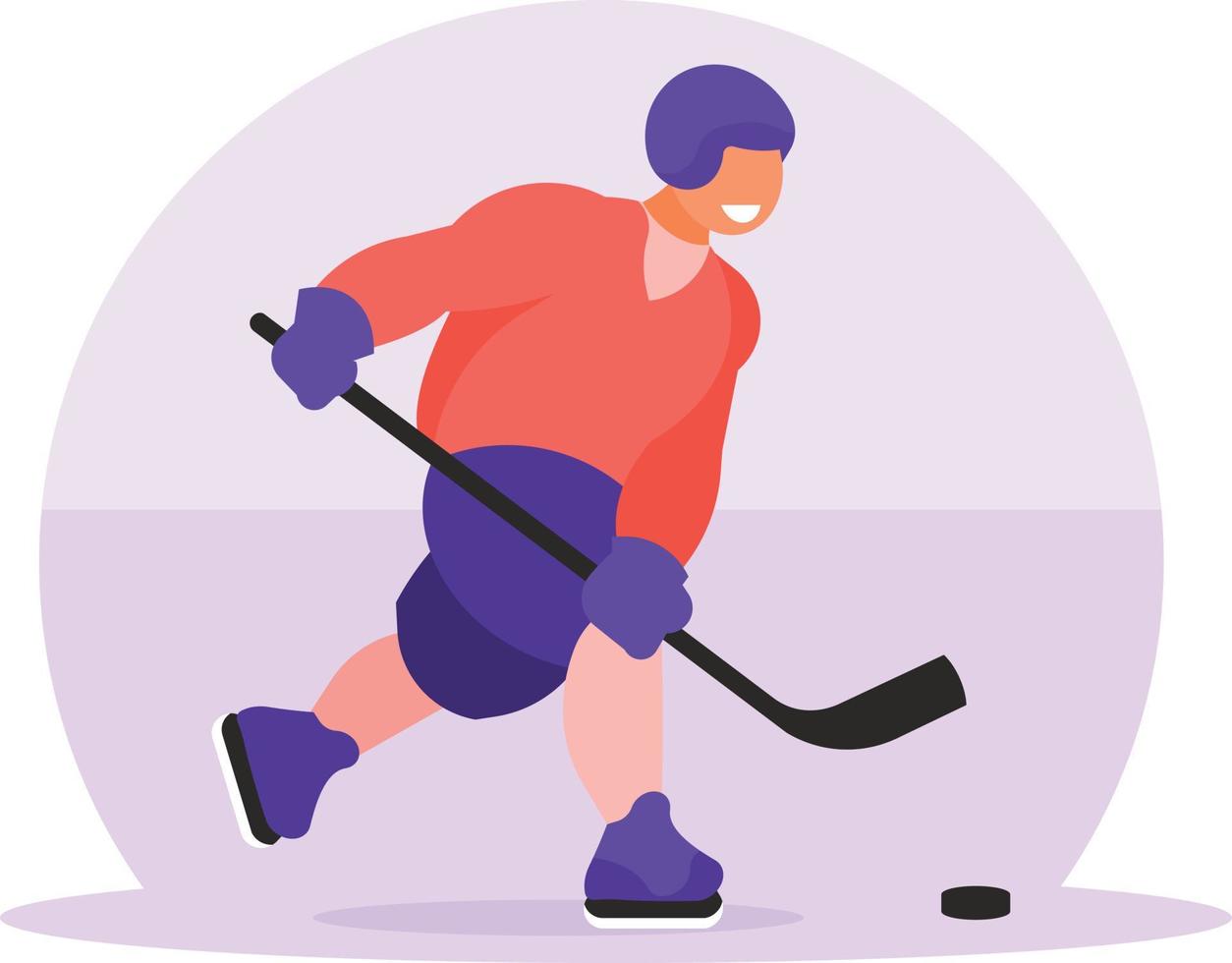 hockey jugador golpear disco vector