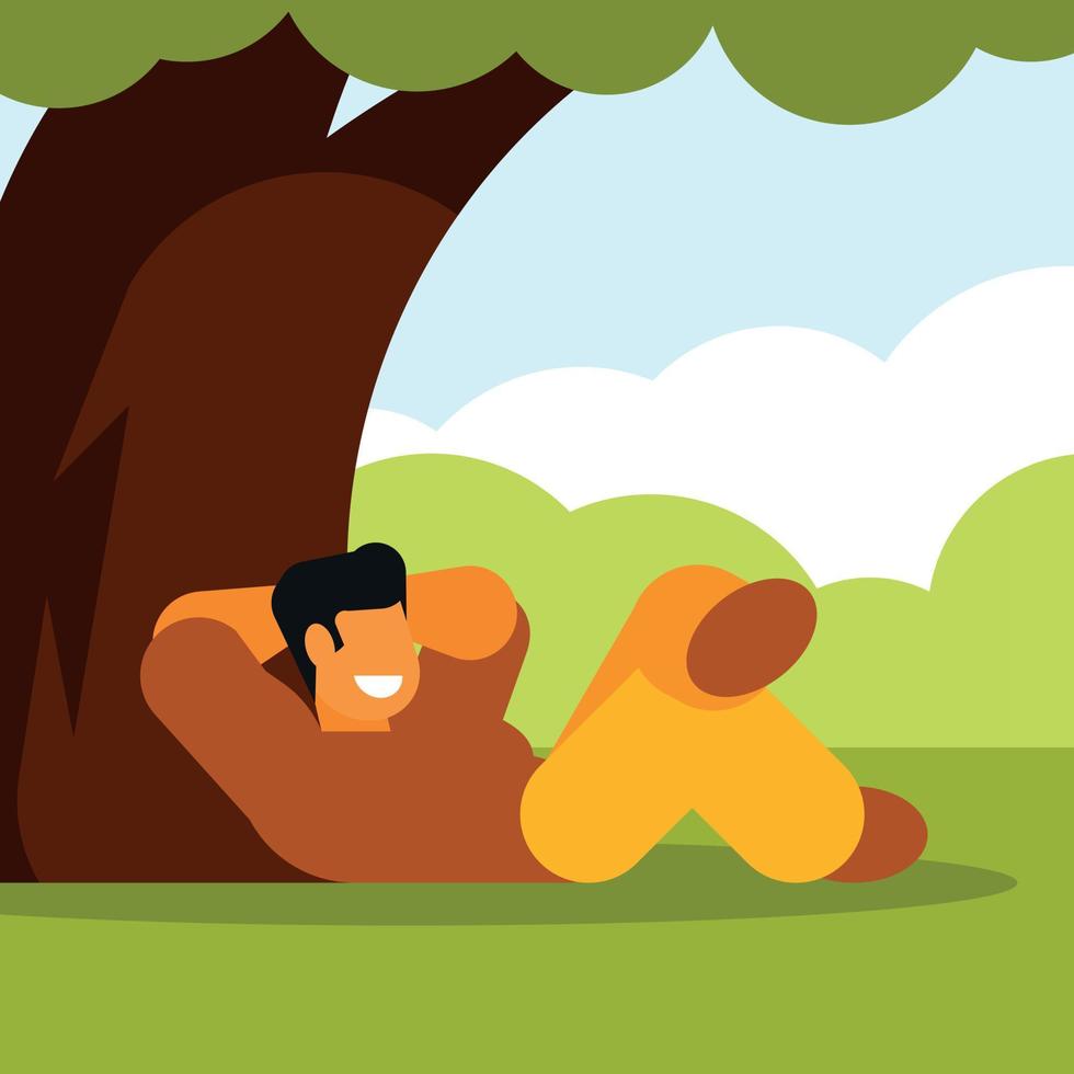 Vector Image Of A Man Relaxing Under A Tree