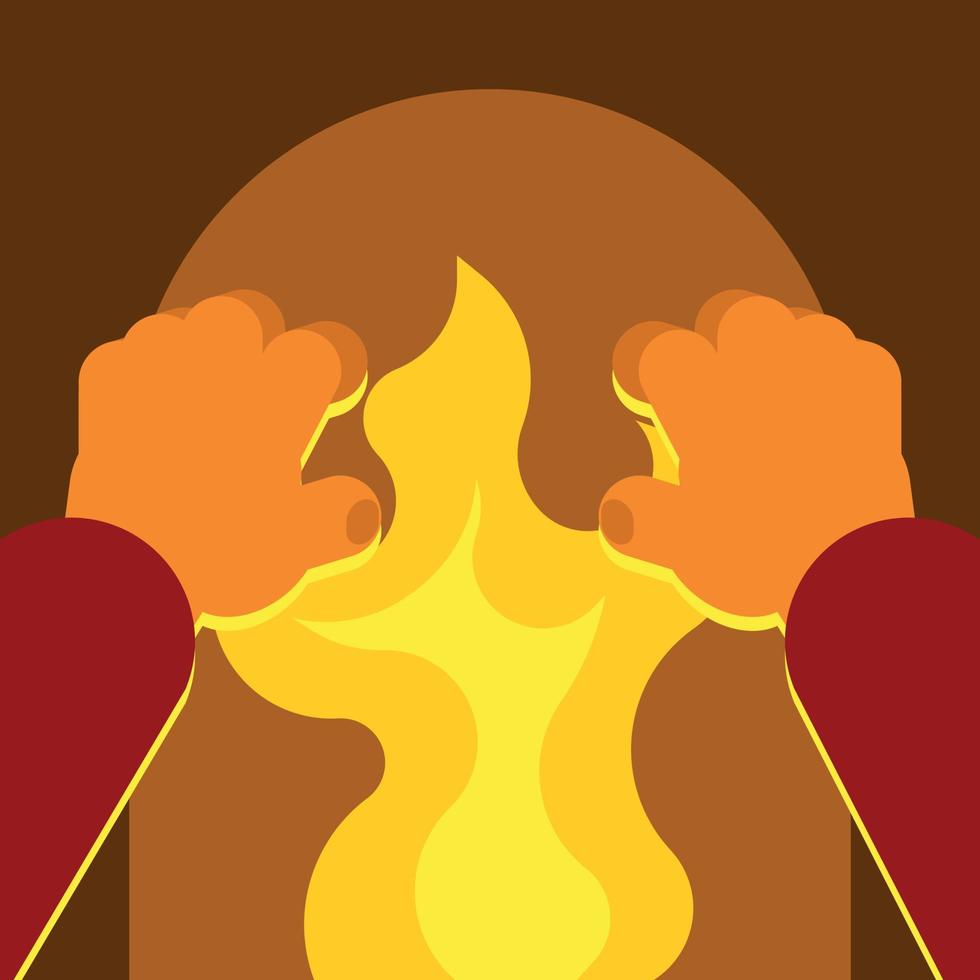 Vector Image Of A Man Warming Up His Hands