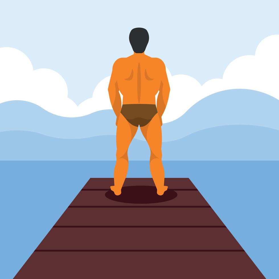 A Swimmer Is Standing On The Pier vector