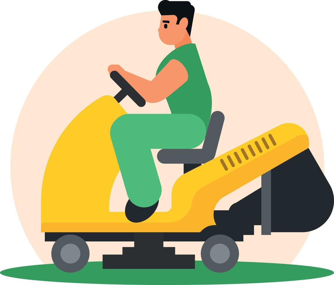 Vector Image Of A Man Operating A Mowing Machine