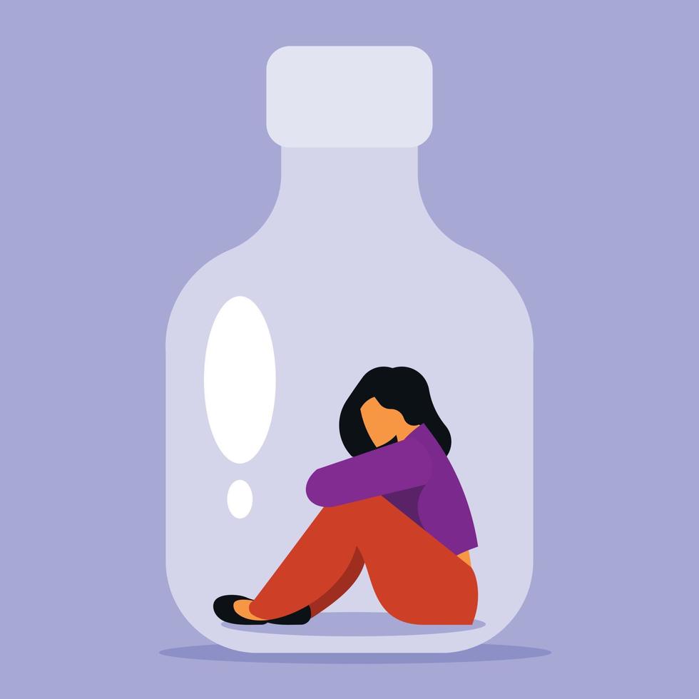 A Woman Is Sitting In The Bottle vector