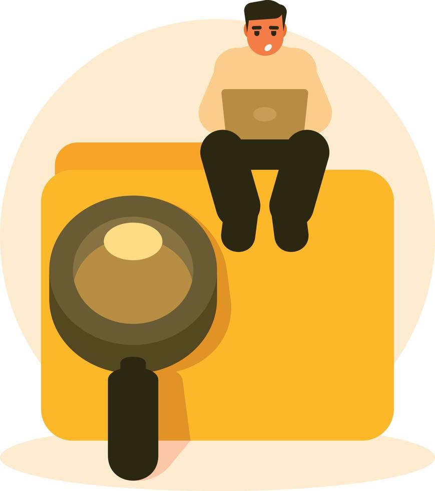 Computer Programmer Sitting On The Folder Icon vector