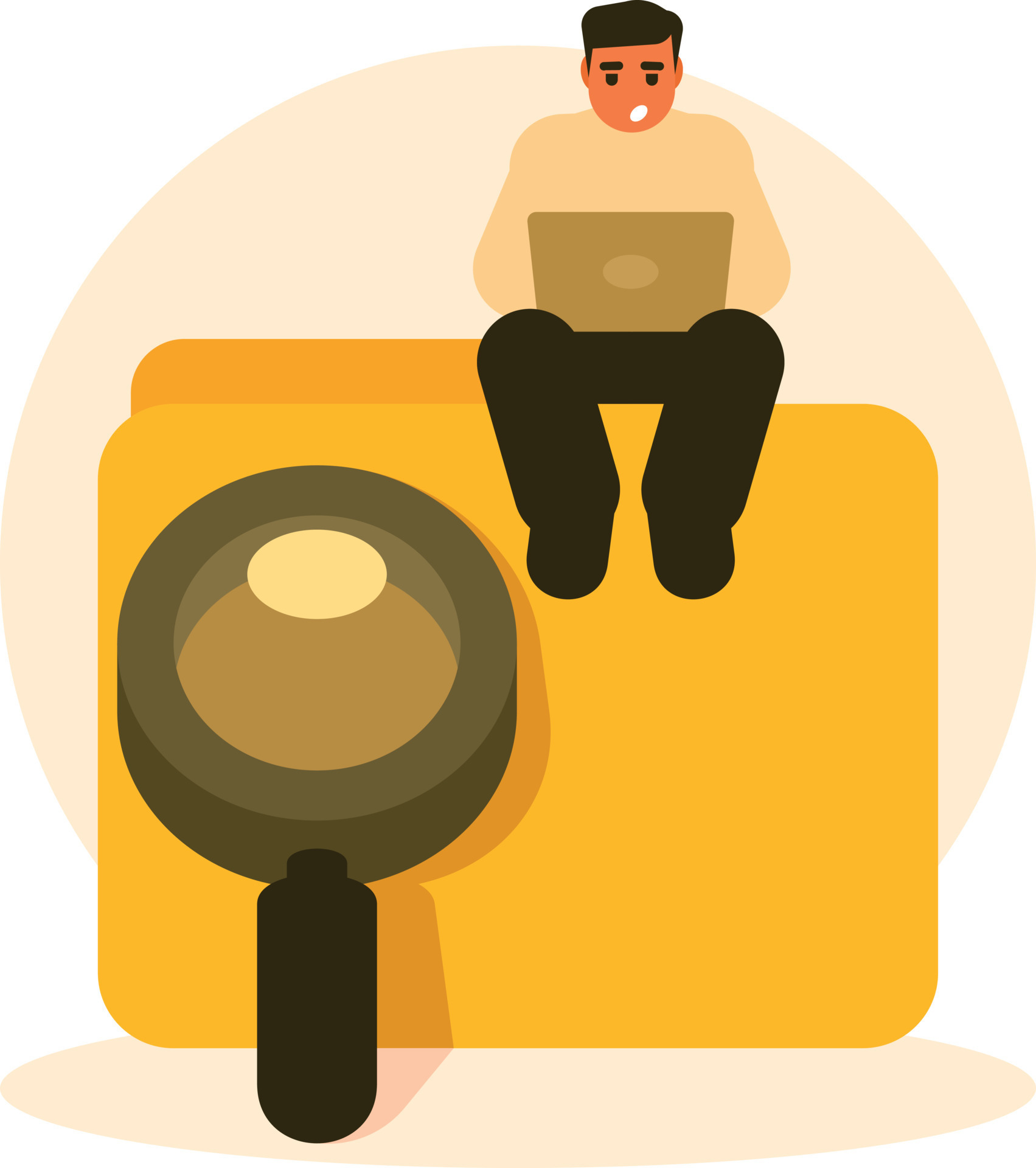 Computer Programmer Sitting On The Folder Icon 22974836 Vector Art at ...