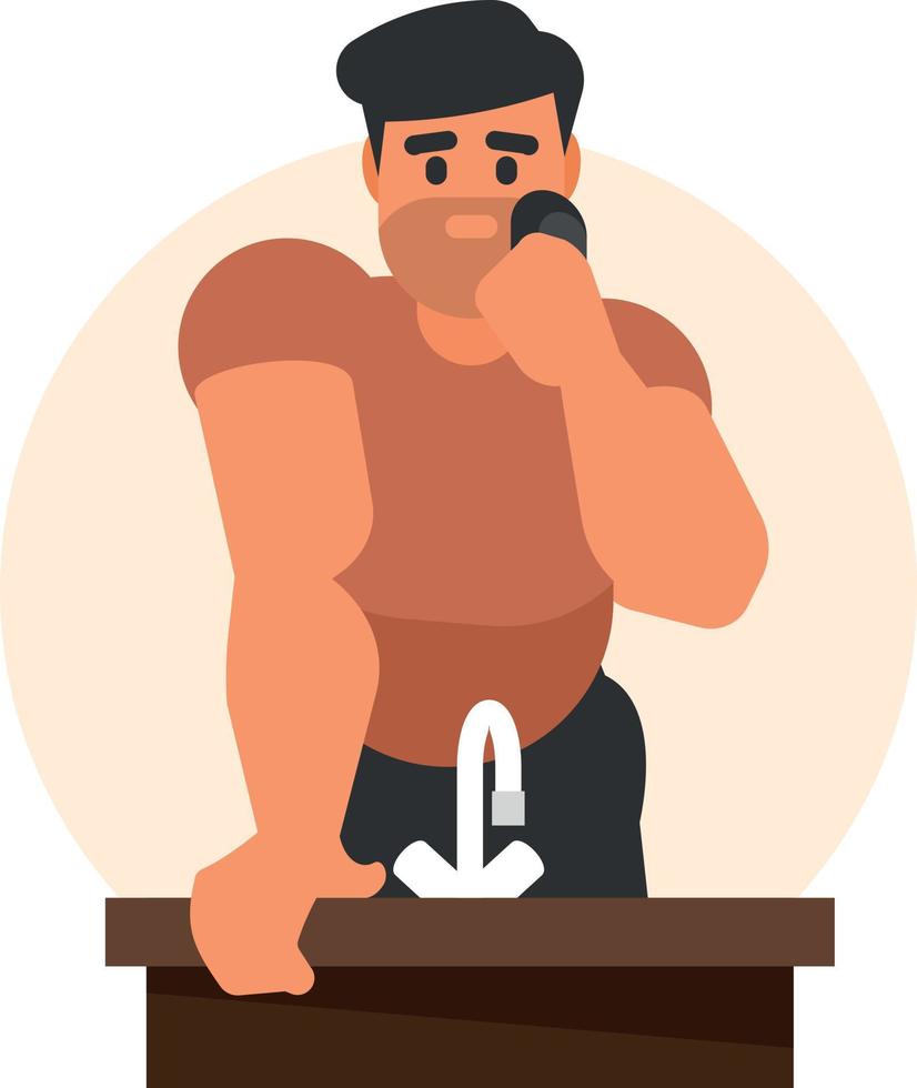 Vector Image Of A Man Shaving His Beard