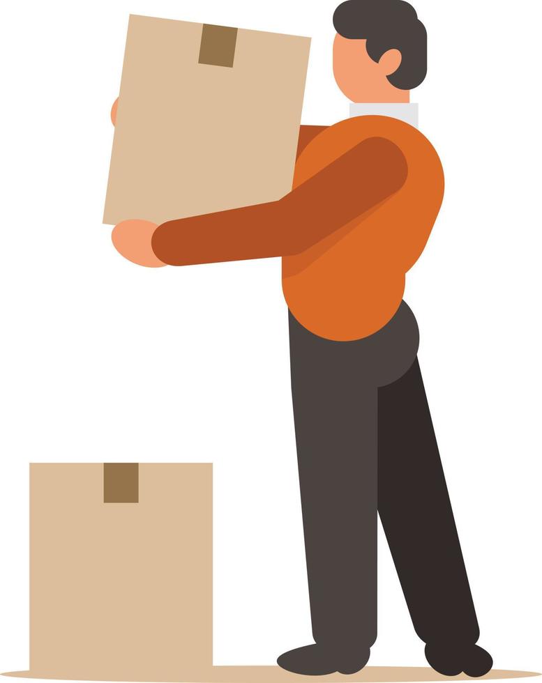 Vector Image Of A Man Moving Cardboard Boxes