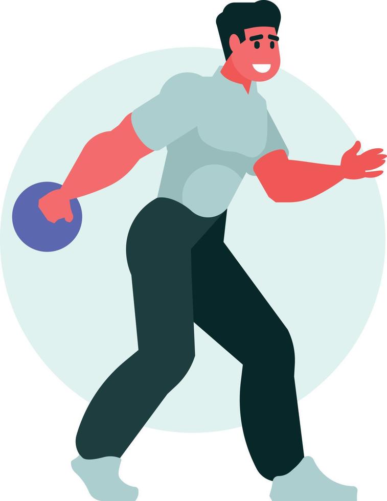 vector imagen de un hombre jugando bolos