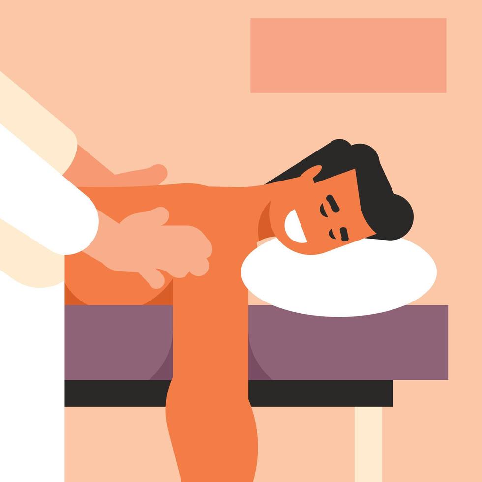 Man At Massage Table, Cartoon Style vector