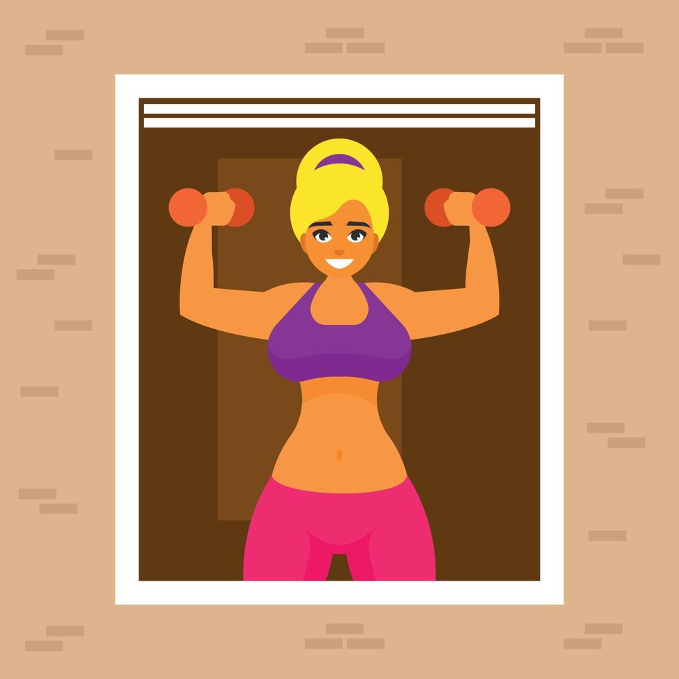 Vector Image Of A Woman Working Out With Dumbbells