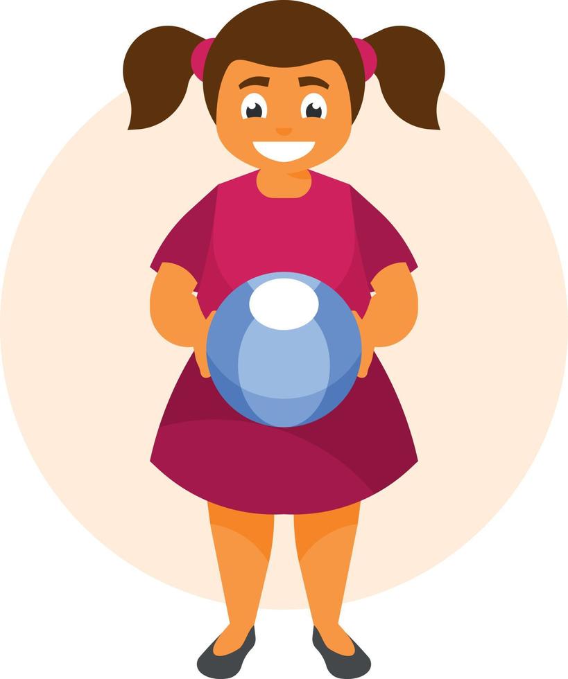 Vector Image Of A Little Girl With A Ball