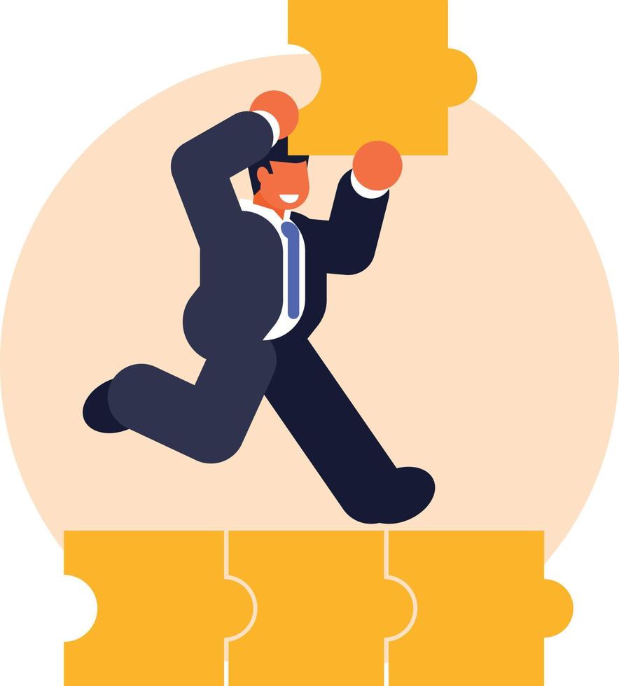 Vector Image Of A Businessman With A Yellow Puzzle Piece