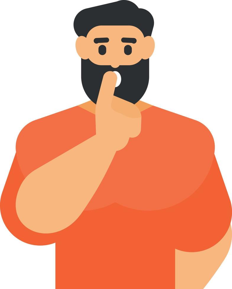 A Bearded Man Is Gesticulating To Keep Quiet vector