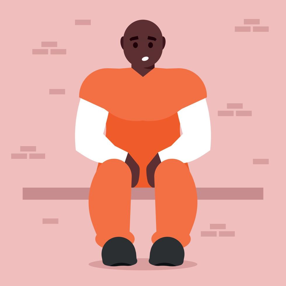 An Inmate Is Sitting On The Bench vector