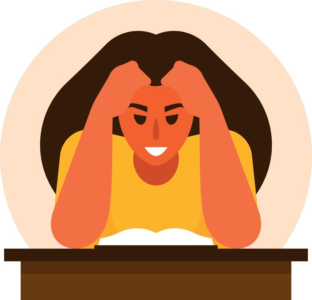 A Tired Student Is Reading A Book In A Library vector