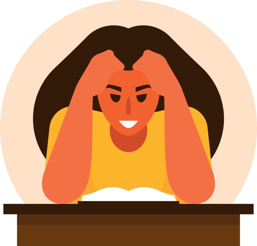 A Tired Student Is Reading A Book In A Library vector