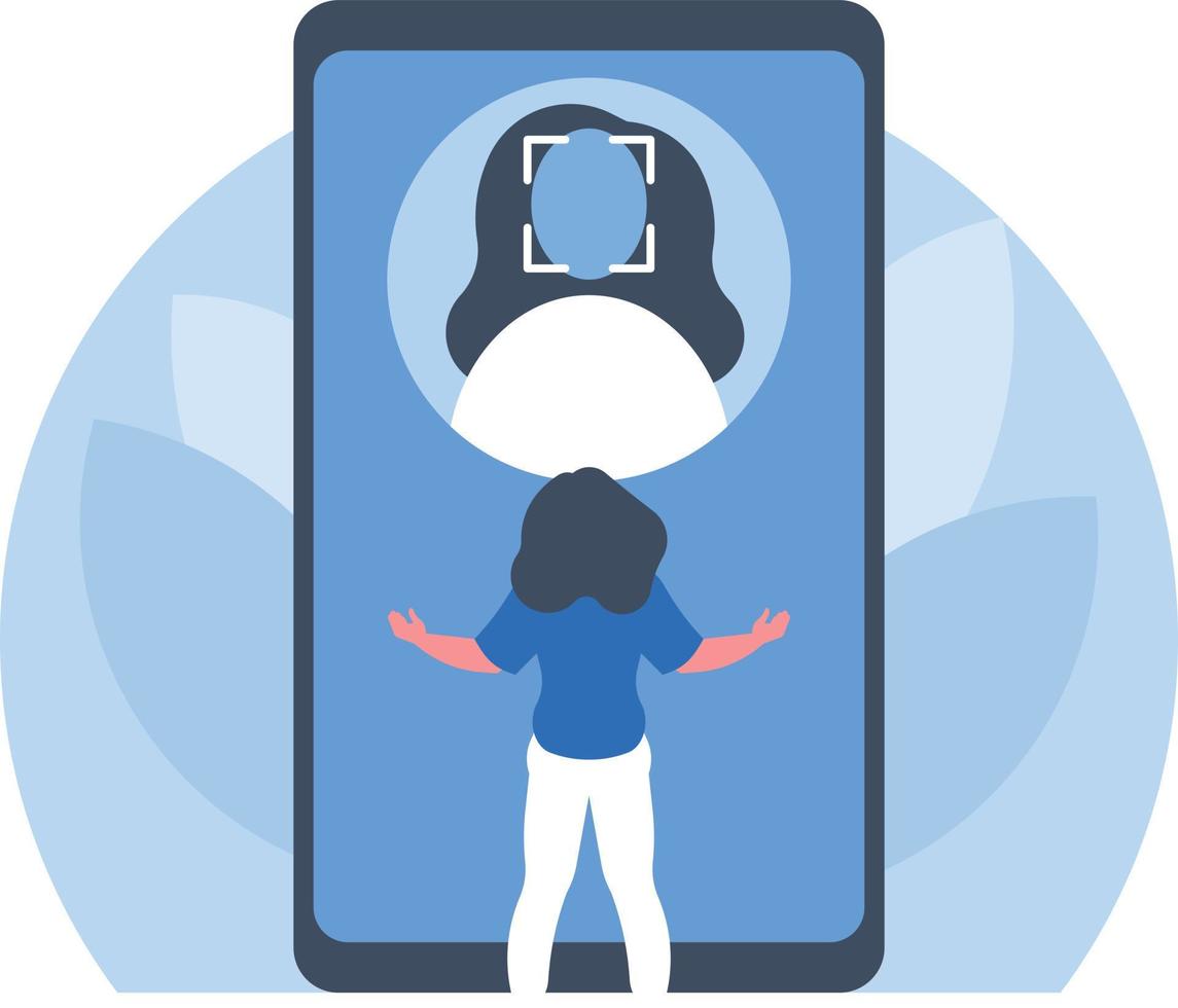 Face Recognition Software On Smartphone vector