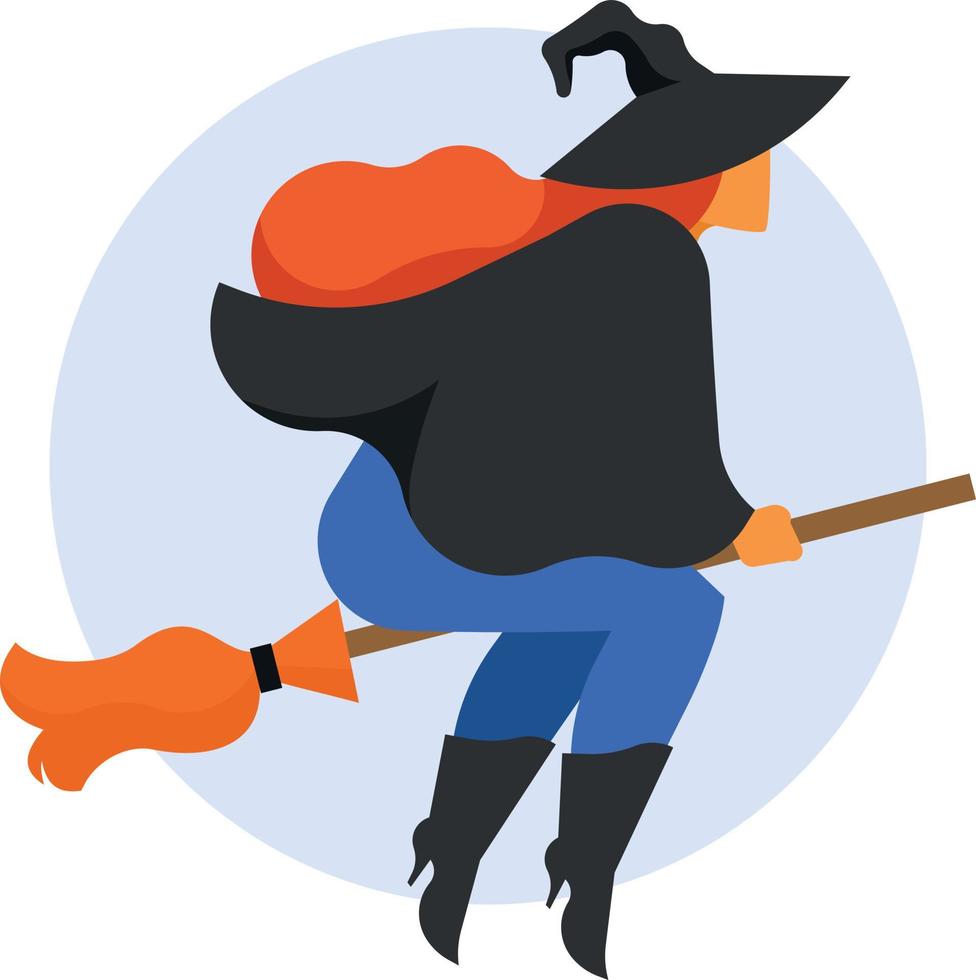 Witch On The Broom, Vector Clip Art