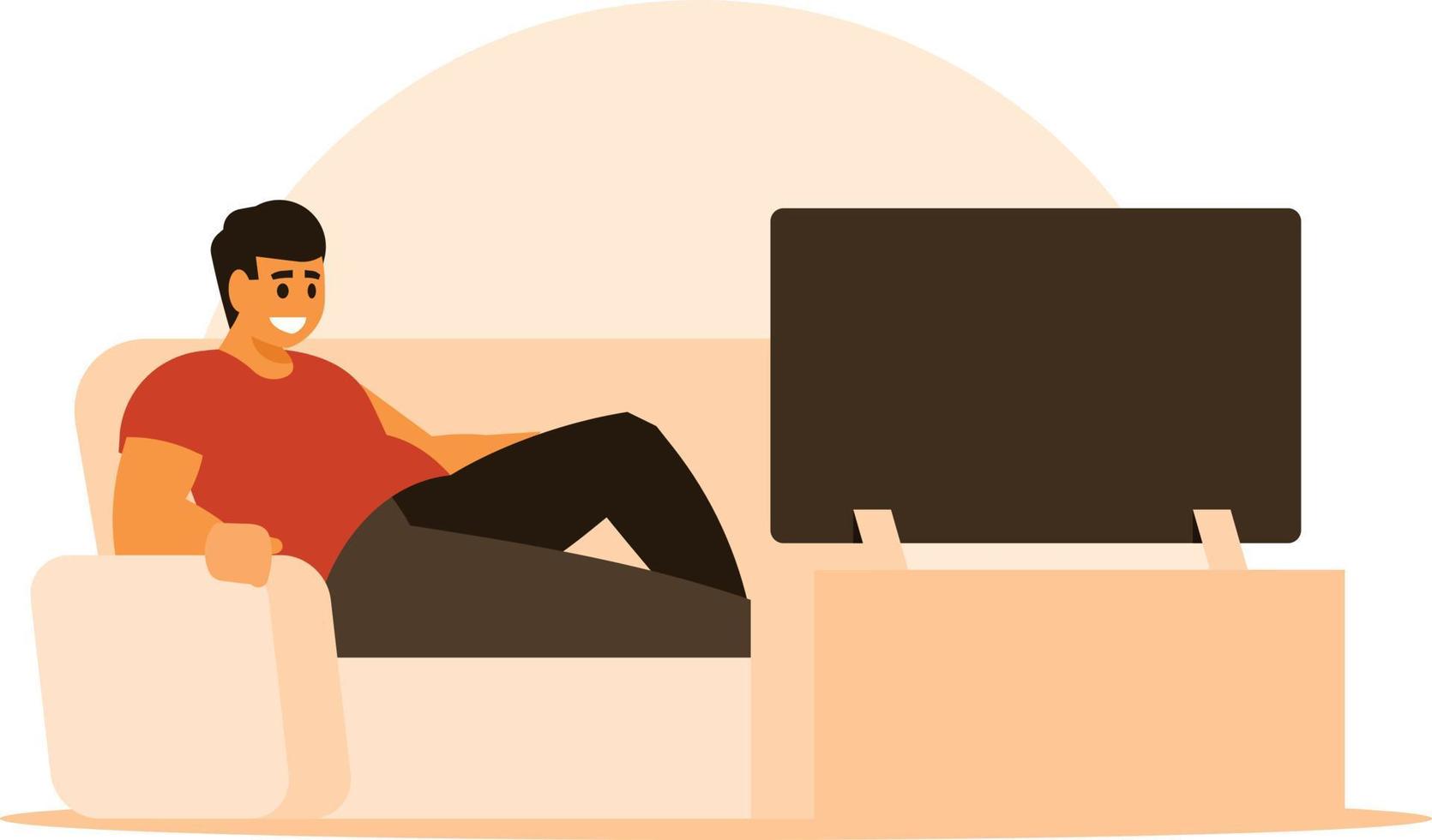 Vector Image Of A Man Watching Tv