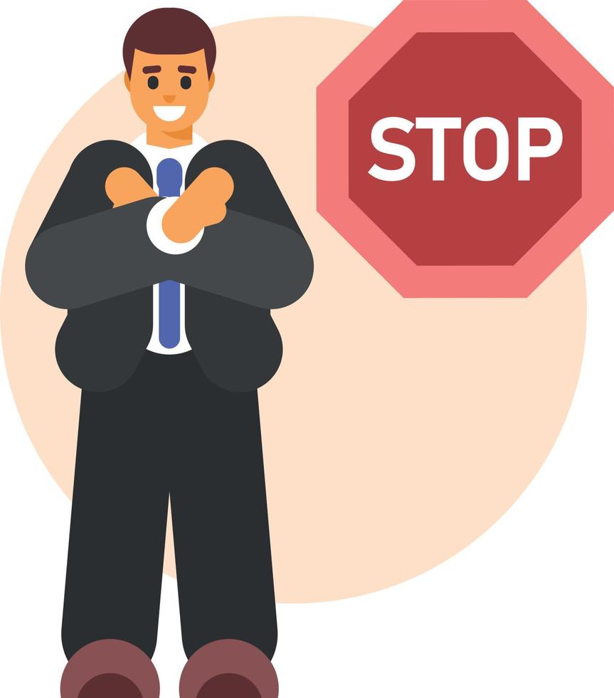 Businessman Standing By A Stop Sign vector