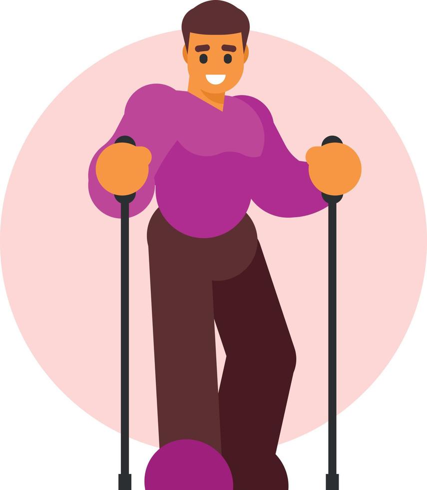 A Man With Nordic Walking Sticks vector