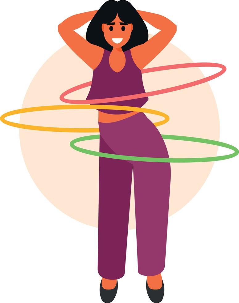 Girl With Hula Hoop Rings vector