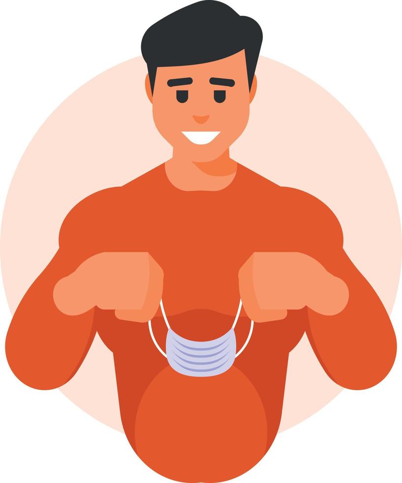 Vector Image Of A Man Putting A Face Mask On