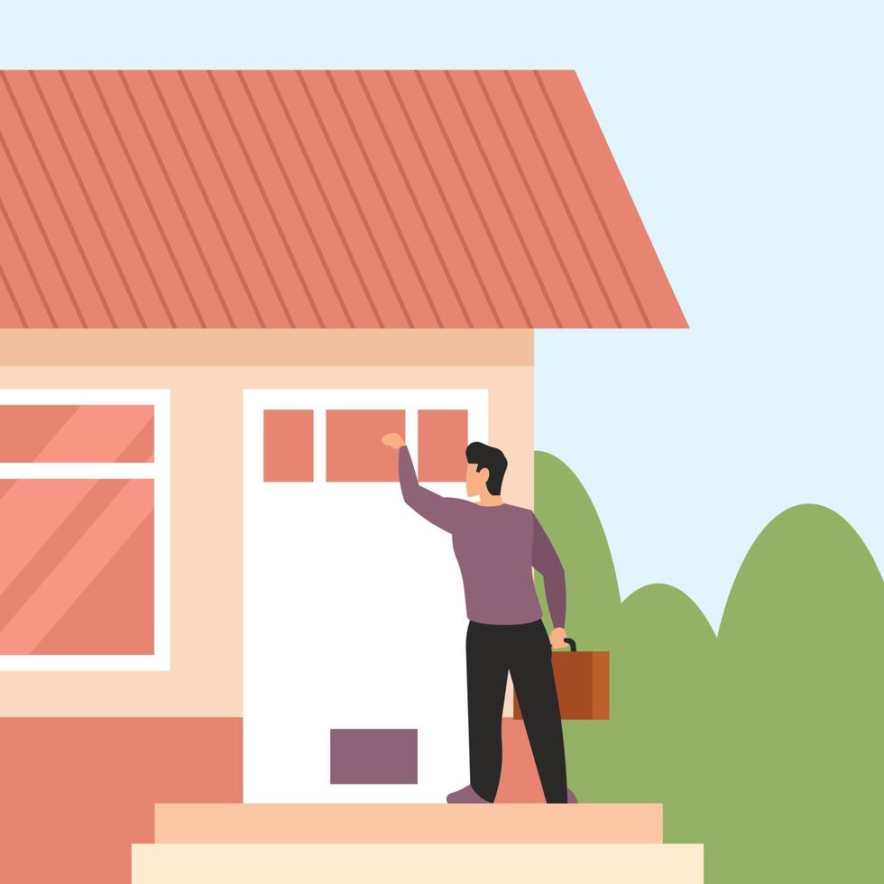 A Businessman Is Knocking On The Door vector