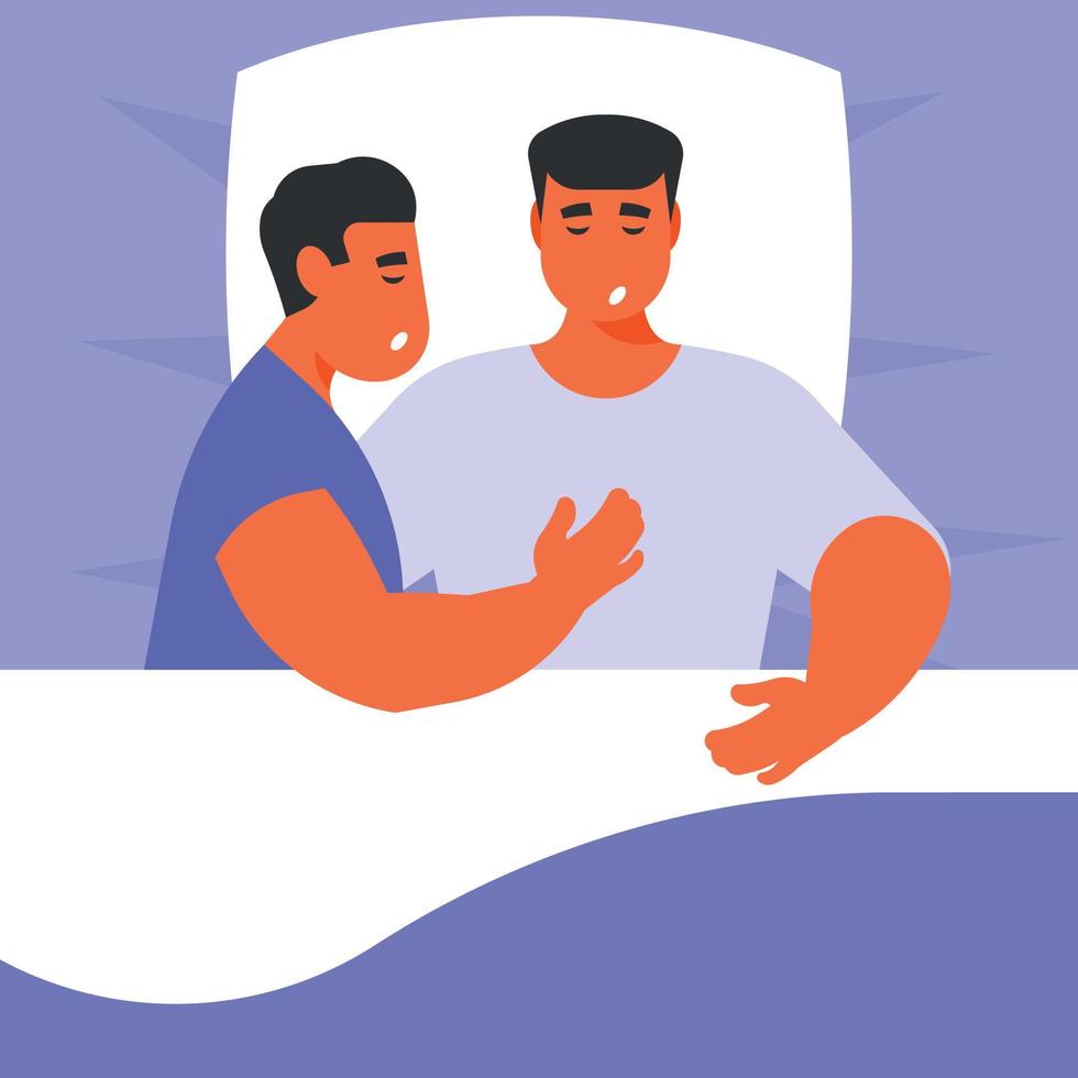 homosexual Pareja en cama vector