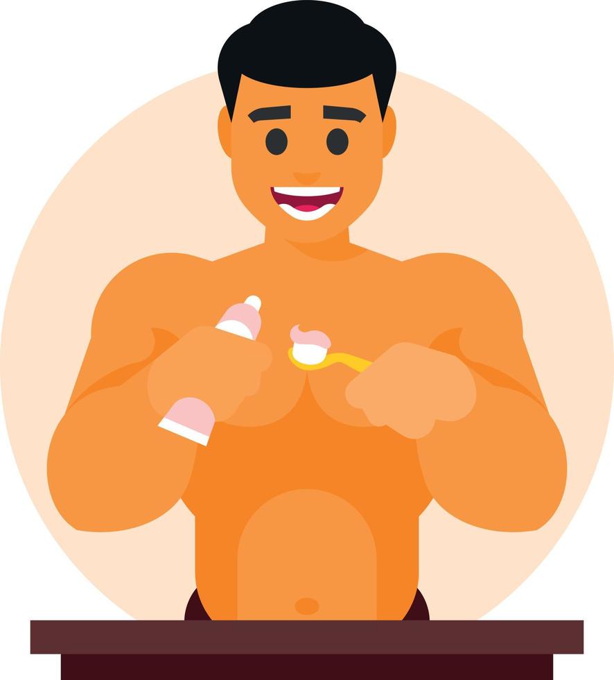 Vector Image Of A Man Brushing His Teeth